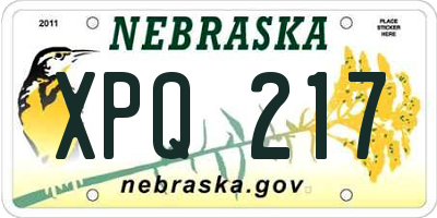 NE license plate XPQ217