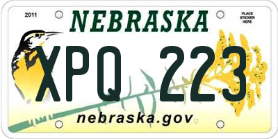NE license plate XPQ223