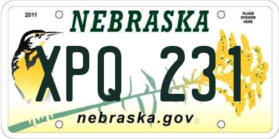 NE license plate XPQ231