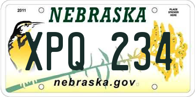 NE license plate XPQ234