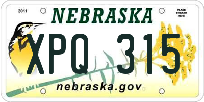 NE license plate XPQ315