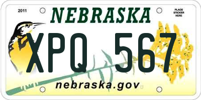NE license plate XPQ567