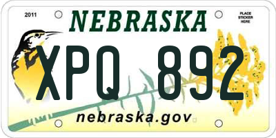 NE license plate XPQ892