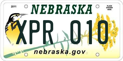 NE license plate XPR010