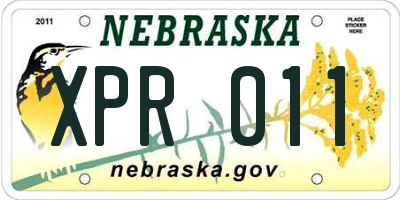 NE license plate XPR011