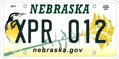 NE license plate XPR012