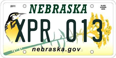 NE license plate XPR013