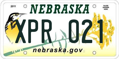 NE license plate XPR021