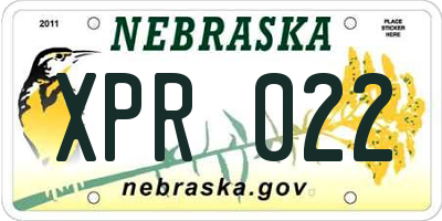 NE license plate XPR022