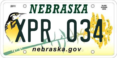 NE license plate XPR034