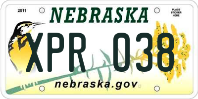 NE license plate XPR038