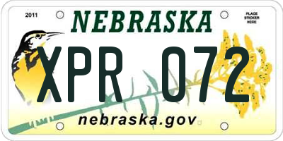 NE license plate XPR072