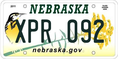 NE license plate XPR092
