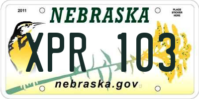 NE license plate XPR103