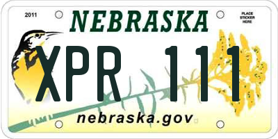 NE license plate XPR111
