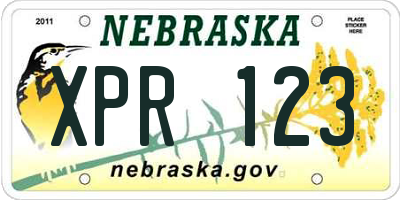 NE license plate XPR123