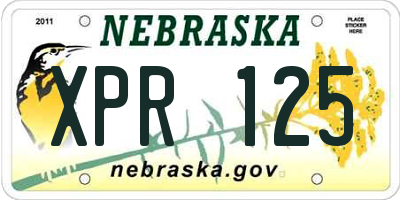 NE license plate XPR125