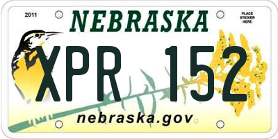 NE license plate XPR152