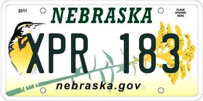NE license plate XPR183