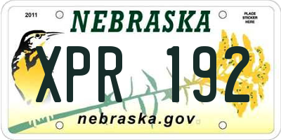 NE license plate XPR192