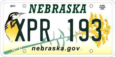 NE license plate XPR193