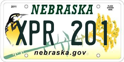 NE license plate XPR201