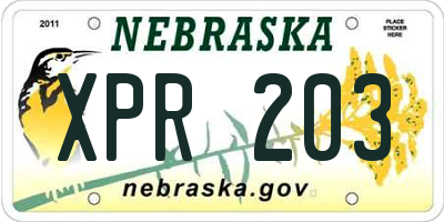 NE license plate XPR203