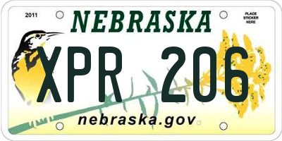 NE license plate XPR206