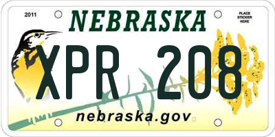 NE license plate XPR208