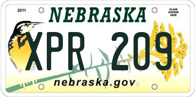 NE license plate XPR209