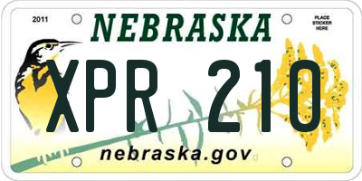 NE license plate XPR210