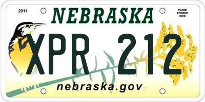 NE license plate XPR212