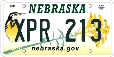 NE license plate XPR213
