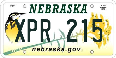 NE license plate XPR215
