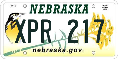 NE license plate XPR217