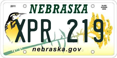 NE license plate XPR219
