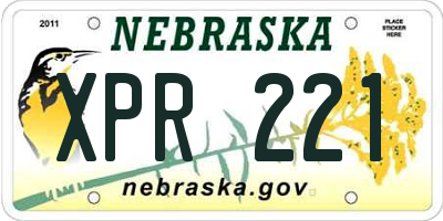 NE license plate XPR221