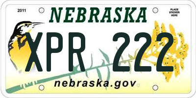 NE license plate XPR222