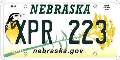 NE license plate XPR223