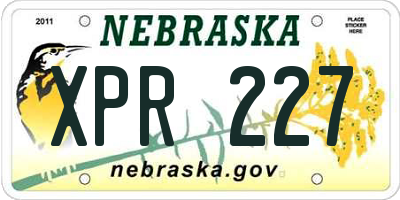 NE license plate XPR227