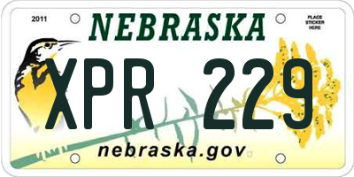 NE license plate XPR229