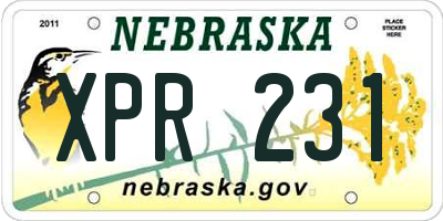NE license plate XPR231