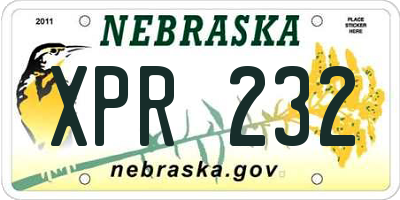 NE license plate XPR232
