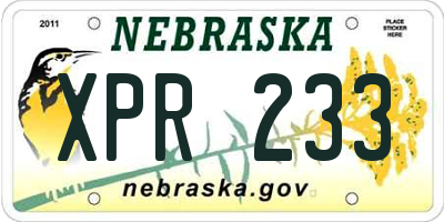 NE license plate XPR233