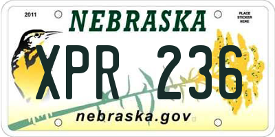 NE license plate XPR236