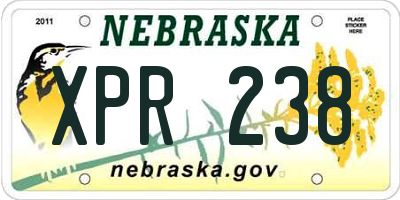 NE license plate XPR238