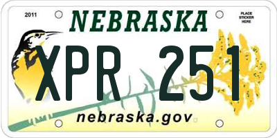NE license plate XPR251