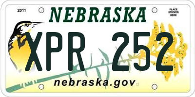 NE license plate XPR252