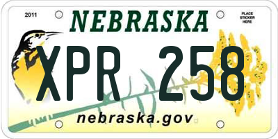 NE license plate XPR258