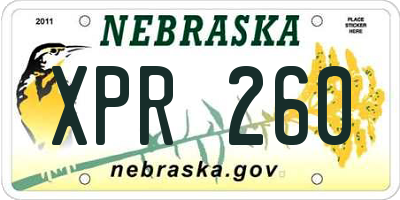 NE license plate XPR260